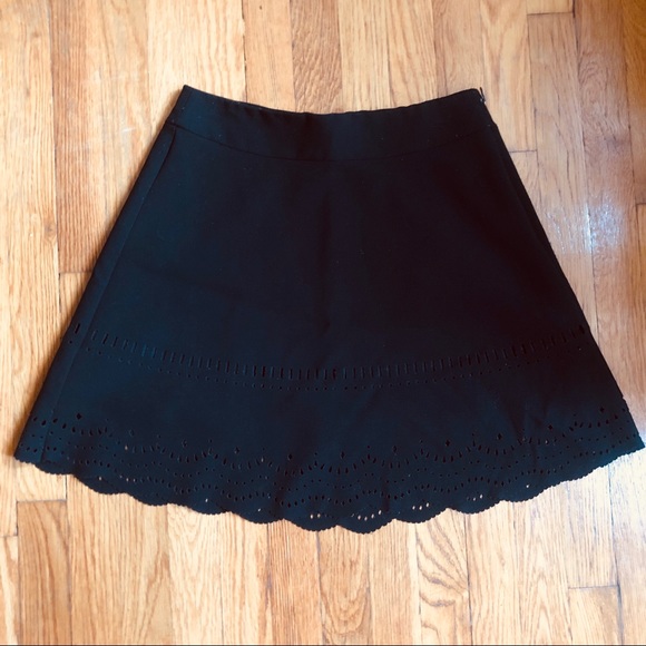 LOFT Dresses & Skirts - Black scalloped eyelet skirt | Loft